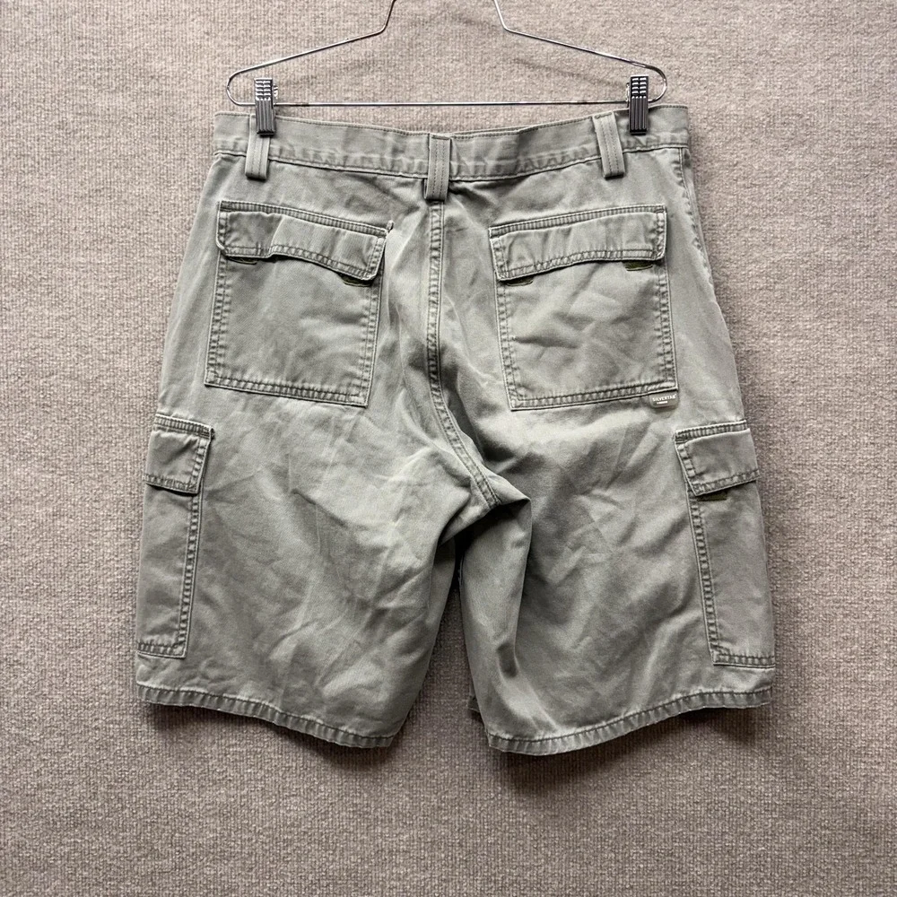 Levis Silvertab Cargo Shorts Mens 34‎ Green Relaxed Fit Utility Pockets Denim